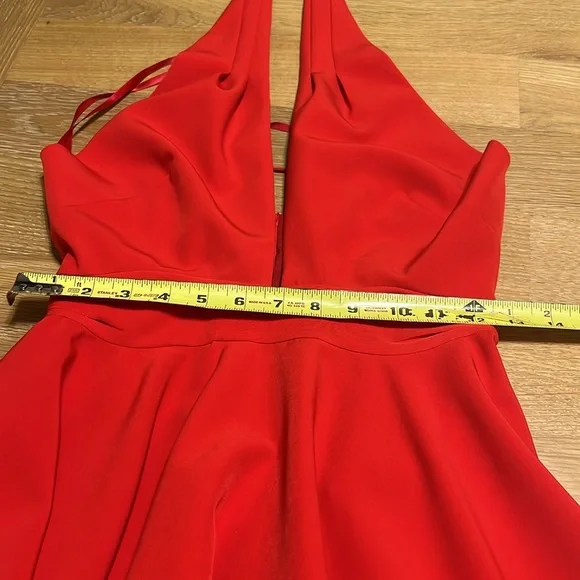 slim fit dress slacks Linda Stretch Cady Midi Fit And Flare in True Red main image 0